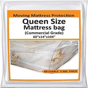 Matraszakken voor het verplaatsen van koningin - Matras Opbergtas - 5 Mil Heavy-Duty - Dikke Plastic Bed Matrashoes Protector voor Bewegende Koningin - Herbruikbare Bed Moving Supplies