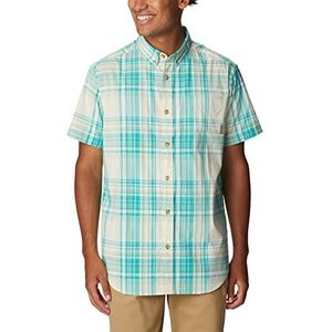 Columbia Heren Rapid Rivers II Short Sleeve Shirt Button Down Shirt, Ice Green Multi Plaid, 1X