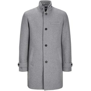 Wollen Jas - Zwart - Wolmix - Winddicht - Hoge Hals - Knoopsluiting