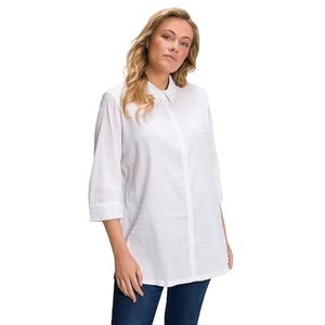 Ulla Popken Dames grote maten plus size blouse, bubble-kwaliteit, hemdkraag, 3/4-mouw sneeuwwit 42+ 797446200-42+, sneeuwwitje, 42-44