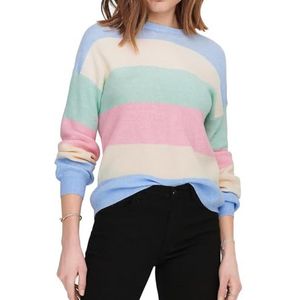 ONLY Dames Onlatia L/S Stripe Pullover KNT Noos Sweater, Kentucky Blue/Stripes: witte cap Mel/Surf Sp Mel/Light P Mel, S