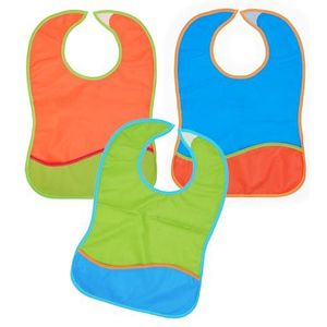 Ti TIN 3-pack waterdichte slabbetjes, 31 x 42 cm, ademende slabbetjes met klittenbandsluiting voor kinderen ouder dan 1 jaar, waterdicht, 100% polyurethaan, kleuren: rood, blauw, groen