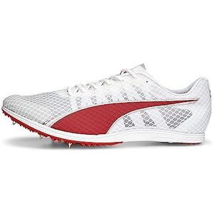 PUMA Heren Evospeed Distance 11 Track and Field Schoen, Puma Wit PUMA Rood Metallic Zilver, 44 EU