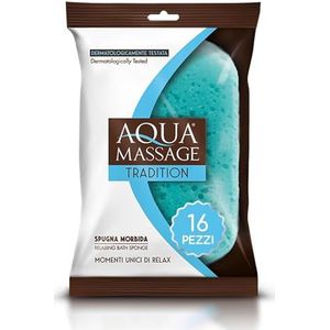 ARIX | 16 zachte lichaamssponzen met zeer fijne poriën uit de lijn Aqua Massage Tradition, massaspons om de douche te ontspannen, 16 stuks