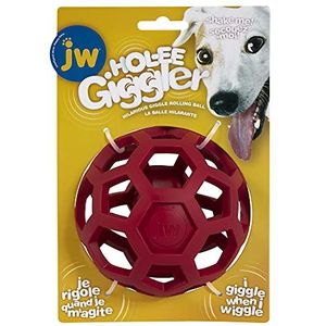 JW Hol-ee Giggler Hondenbal met Giggle Sound Interactieve traktatie speelgoed voor honden, rood