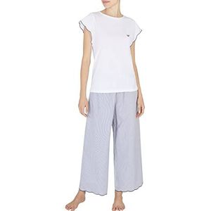 Emporio Armani Dreamy Poplin Pajama's voor dames, Denim/White Stripes, S