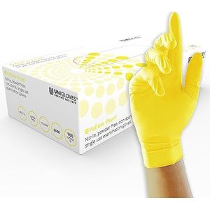 UNIGLOVES Pearl GP0112 Nitril onderzoekshandschoenen, geel, maat S (verpakking van 100 stuks)