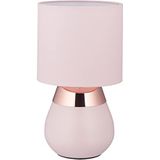 Relaxdays nachtkastlamp touch, tafellamp woon- & slaapkamer, stoffen lampenkap, E14, HxD: 32x18 cm, lamp, roze