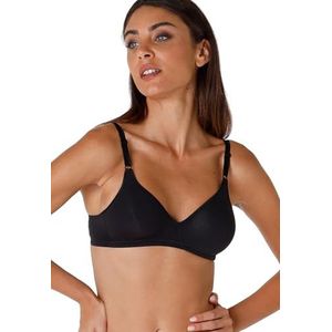 Lovable Beha zonder vulling en zonder beugel, elastisch katoen, bandjes voor, compleet comfort, Cotton Line voor dames, Zwart, 85D