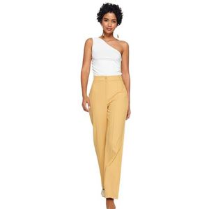 Trendyol Dames Gerade Hohe Taille Hose Shorts, camel, 34