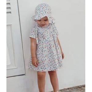 Petit Bateau Jurk met korte mouwen voor meisjes, Wit/Veelkleurig., 12 Maanden