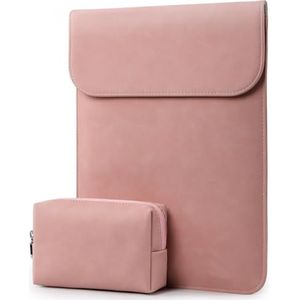 HYZUO 13,3-14 Inch Laptophoes Sleeve voor MacBook Pro 14 M4/M3/M2/M1 2025-2021, MacBook Air 13, 13,8-13,5 Surface Laptop, HP Spectre x360 13/14, Kunstleder Laptop Hoes met Kleine Zakje, Roze