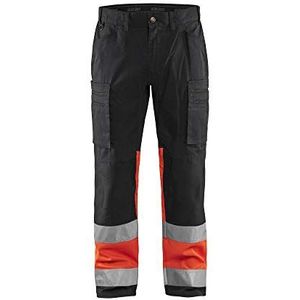 Blaklader 155118119955C46 werkbroek met stretch, zwart/high vis rood, maat C46