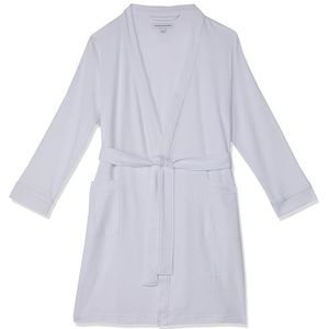 Amazon Essentials Lichtgewicht gewafelde halflange badjas voor dames (verkrijgbaar in grote maten), Kleur: wit., XL