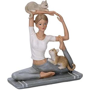 Vacchetti beeldje van kunsthars voor dames met katten, grijs, meerkleurig, middelgroot