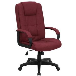 Flash Furniture High Back Executive Draaibare stoel met armen, Zwart, Stof/Weefsel Traditioneel 78.739999999999995 x 64.77 x 38.1 cm Bourgondische stof