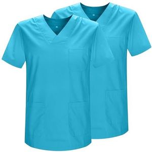 MISEMIYA 2-817 Kasack voor gezondheidszorg, uniseks, set van 2 stuks, Cyaan, M