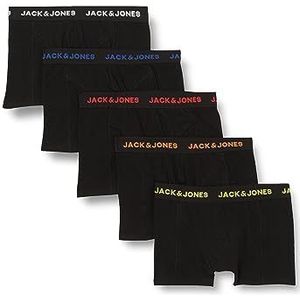JACK&JONES boxer shorts 5-pack basic trunks short underpants logo print design JACBLACK, Colour:Black, Pant Size:L