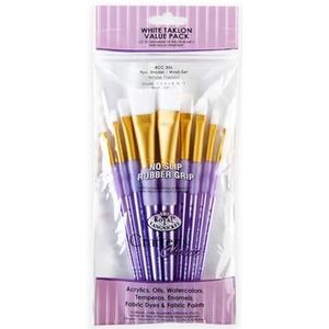Royal en Langnickel RCC 306 Crafter's Choice Platte Taklon Variety Borstelset - Wit (Pak van 9)