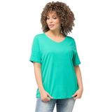 Ulla Popken - Shirt - Turquoise - Katoen - Slanke Pasvorm - Kwartmouw