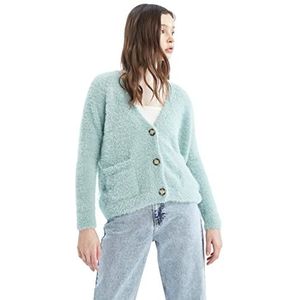 DeFacto Gebreid vest, normale pasvorm voor dames, vest voor bovenstukken (mint, XS), munt, XS