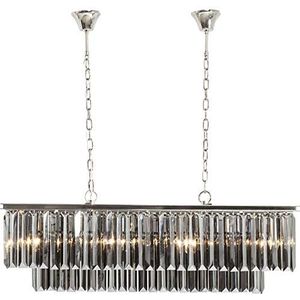 Kare Design hanglamp Smoky Lounge rechthoekig grote, elegante hanglamp met sierkristallen, glas, zilver (H/B/D) 39,5x100x36cm