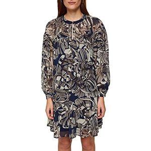 ESPRIT Collection Chiffon-jurk met patroon, Donkerblauw, XS