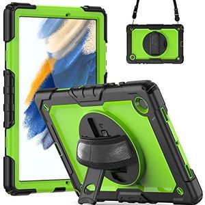 Case voor Samsung Galaxy Tab A8 10.5"" Full Body Shockproof Case, 3 in 1 Drop Bescherming met 360 ° Kickstand Handschouderriem, Groen