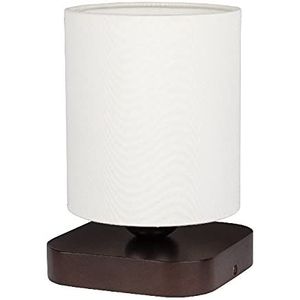 Homemania HOMBR_0201 Tafellamp Shade vorm, bureau, nachtkastje, donker hout, stof, wit, 13,5 x 13,5 x 20 cm