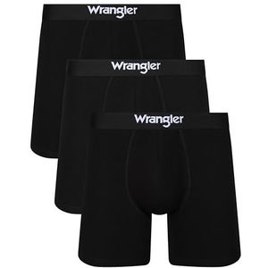 WRANGLER Zwarte boxershorts voor heren, zacht aanvoelend, biologisch katoen, halflange broek met elastische tailleband, comfortabel en ademend ondergoed, multipack van 3 stuks, Zwart, S