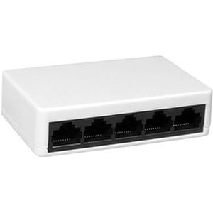 Ethernet-switch, 5 poorten, 10/100 Mbit/s, ideaal voor het aansluiten van netwerkapparaten en voor uitbreiding van lokale communicatie.