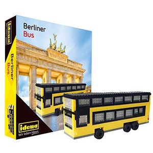 Idena 40131-3D modelbouwset Berliner dubbele dekkerbus met 507 originele Brixies minibouwstenen, vanaf 8 jaar, ideaal als cadeau, souvenir en voor Berlijnse fans