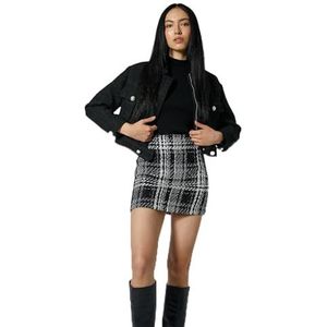Koton Dames Slim Fit Tweed Mini Rok, Black Design (01v), 38
