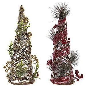 DKD Home Decor Kerstboom van rotan (2 stuks) (16 x 16 x 41 cm)