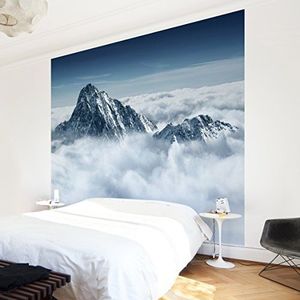 Apalis Vliesbehang De Alpen boven de wolken fotobehang vierkant | vlies behang wandbehang foto 3D fotobehang voor slaapkamer woonkamer keuken | Maat: 336x336 cm, blauw, 95297
