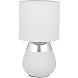 Relaxdays nachtlamp touch dimbaar, moderne touch-tafellamp op 3 niveaus, E14, tafellamp met snoer, 28x18 cm, zilver