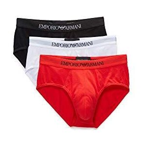Emporio Armani Katoenen slips voor heren en heren, verpakking van 3 slips, Nieuw Zwart/Wit/Rood, S