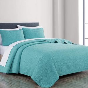 Chezmoi Collection Austin 3-delige extra grote spreiset, kingsize, turquoise