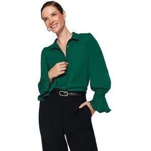 Trendyol Recht dameshemd met lange mouwen, emerald green, 32