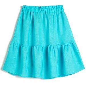 Koton Meisjes midi gelaagde elastische tailleband linnen mix rok, blauw (641), 6-7 Jaar