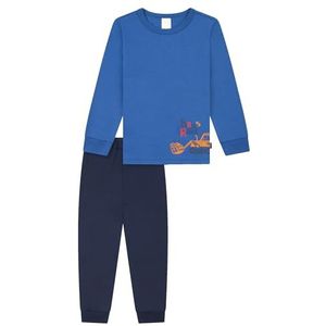 Schiesser - Jongens Pyjama Set - Blauw - Lange Pyjama - 100% Biologisch Katoen