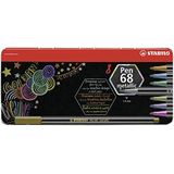 Premium Metallic Viltstift - STABILO Pen 68 metallic - metalen etui met 8 stuks - met 8 verschillende metallic kleuren