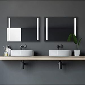 Badkamerspiegel met verlichting Talos Light - badkamerspiegel 80 x 60 cm - met verlichte lichtuitsparingen - lichtkleur neutraal wit - hoogwaardig aluminium frame met tuimelschakelaar