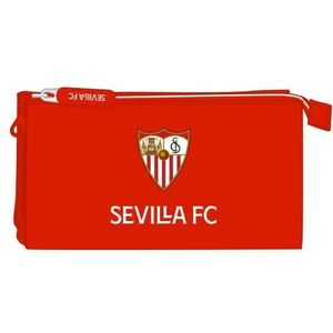 Safta, Sevilla FC Drievoudig etui, 220 x 30 x 120 mm, uniseks, voor kinderen, rood, standaard, Rood, Standaard