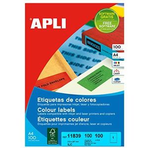 APLI 11839 permanente blauwe etiketten 210,0 x 297,0 mm 100 vellen