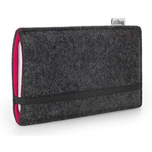 Stilbag Vilten tas 'FINN' voor Sony Xperia Z5 compact - Kleur: antraciet/roze