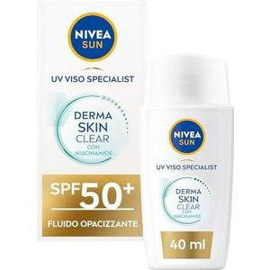 Nivea Sun Derma Skin Clear Zonnebrandcrème voor het gezicht, SPF50+, 40 ml, met anti-deukencomplex, niacinamide, SPF 50+ ultra lichte gezichtsvloeistof