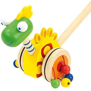 Bino & Mertens 81671 Bino Dinosaurus, houten speelgoed, schuifloopfiets in dino-design, speelgoed voor kinderen vanaf 2 jaar (bewegend, bijzonder robuust, afmetingen: 7 x 7 x 55 cm), kleurrijk