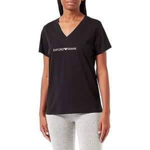Emporio Armani Dames Vrouwen Vrouwen V-hals Iconic Logo Band T-Shirt, zwart, XS