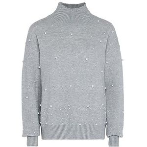 faina Damestrui met paillettenversiering, elegante pullover acryl lichtgrijs melange maat XL/XXL, lichtgrijs, gemêleerd, XL